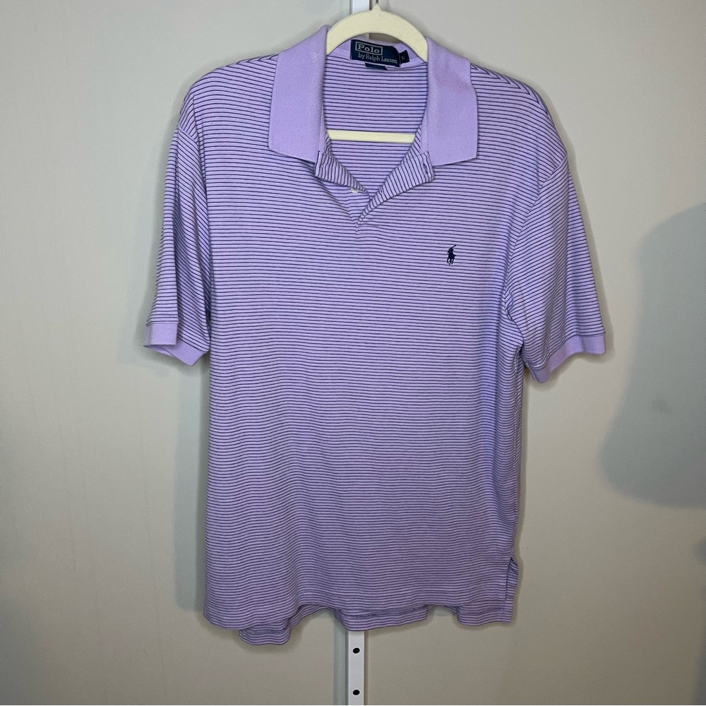 Ralph Lauren Men's Lavender Striped Polo Shirt